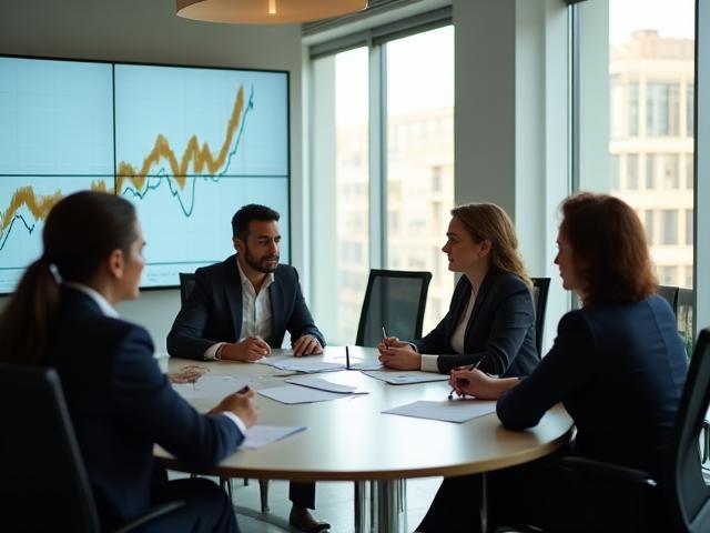 Finansik Pro LLC team gathered in an office meeting room, engaged in financial planning discussions